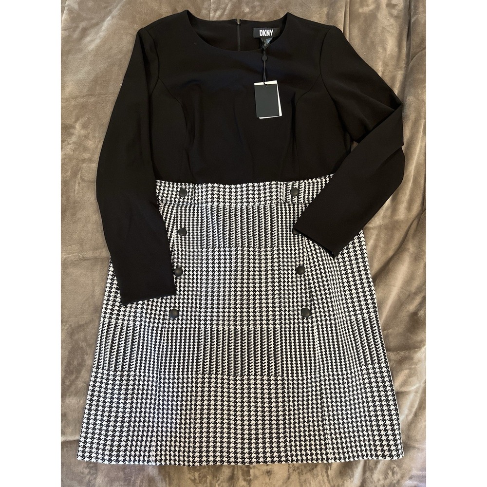 DKNY Business Casual Skirt Suit 1 Peice Size 16 Black‎ And White NWT Msrp $134